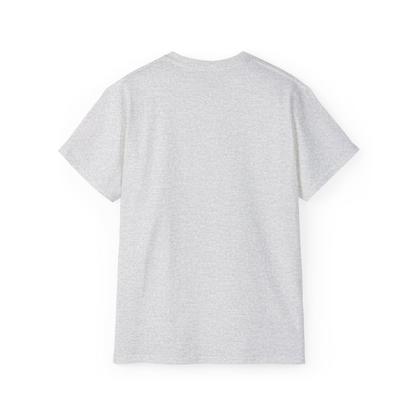 Back view of a gray t-shirt on a white background