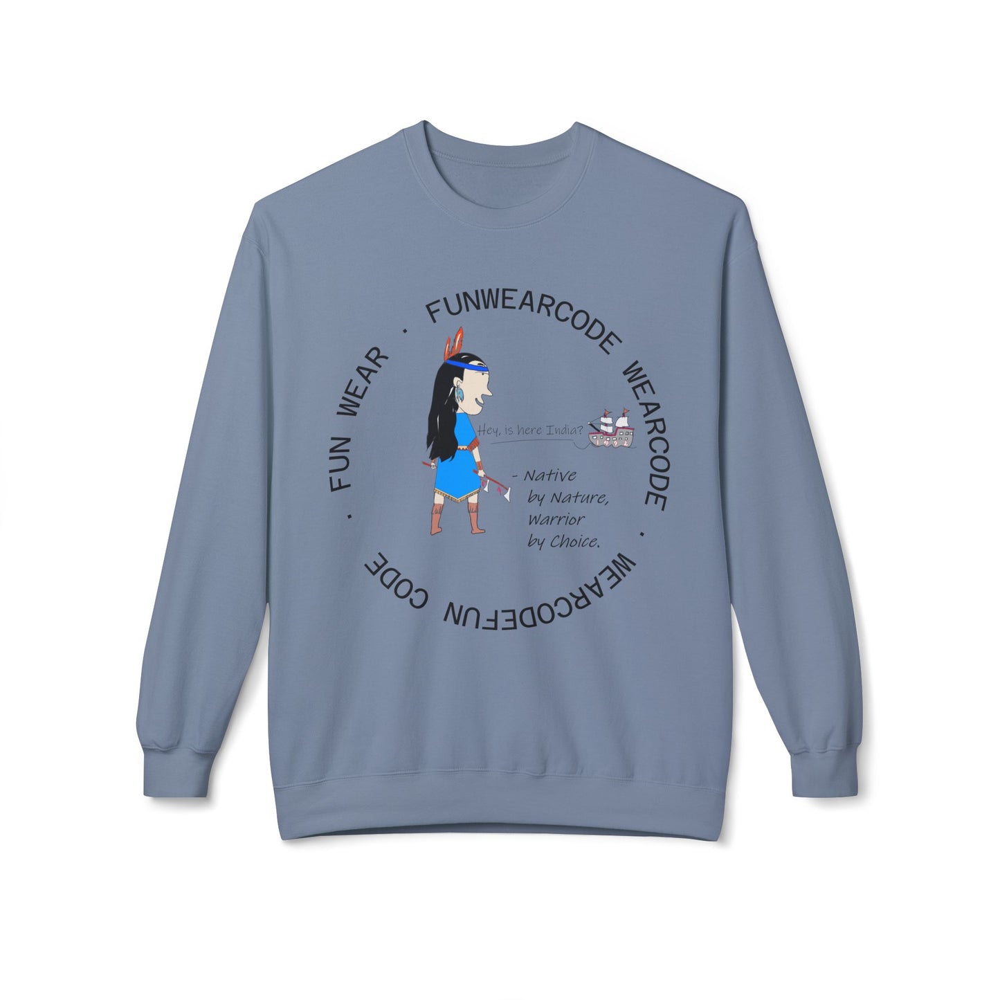 Cozy Crewneck Sweatshirt – Fun American Indian Graphic Sweatshirt | FunWearCode