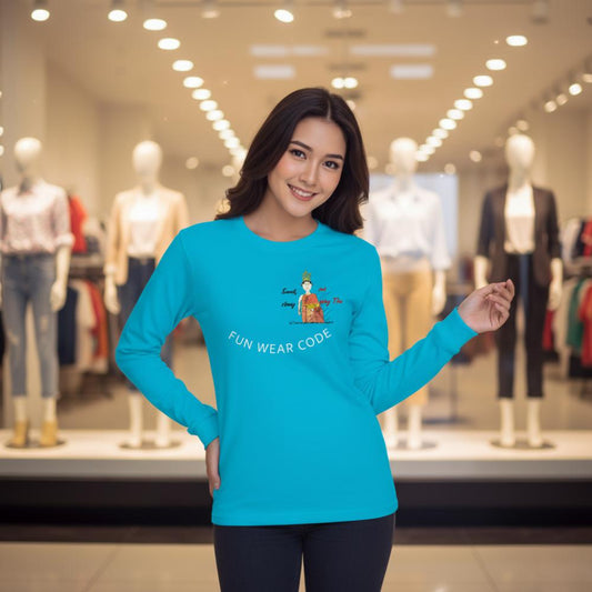 Fun Softstyle Long Sleeve T-Shirt - Playful Thai Woman Graphic Tee | FunWearCode