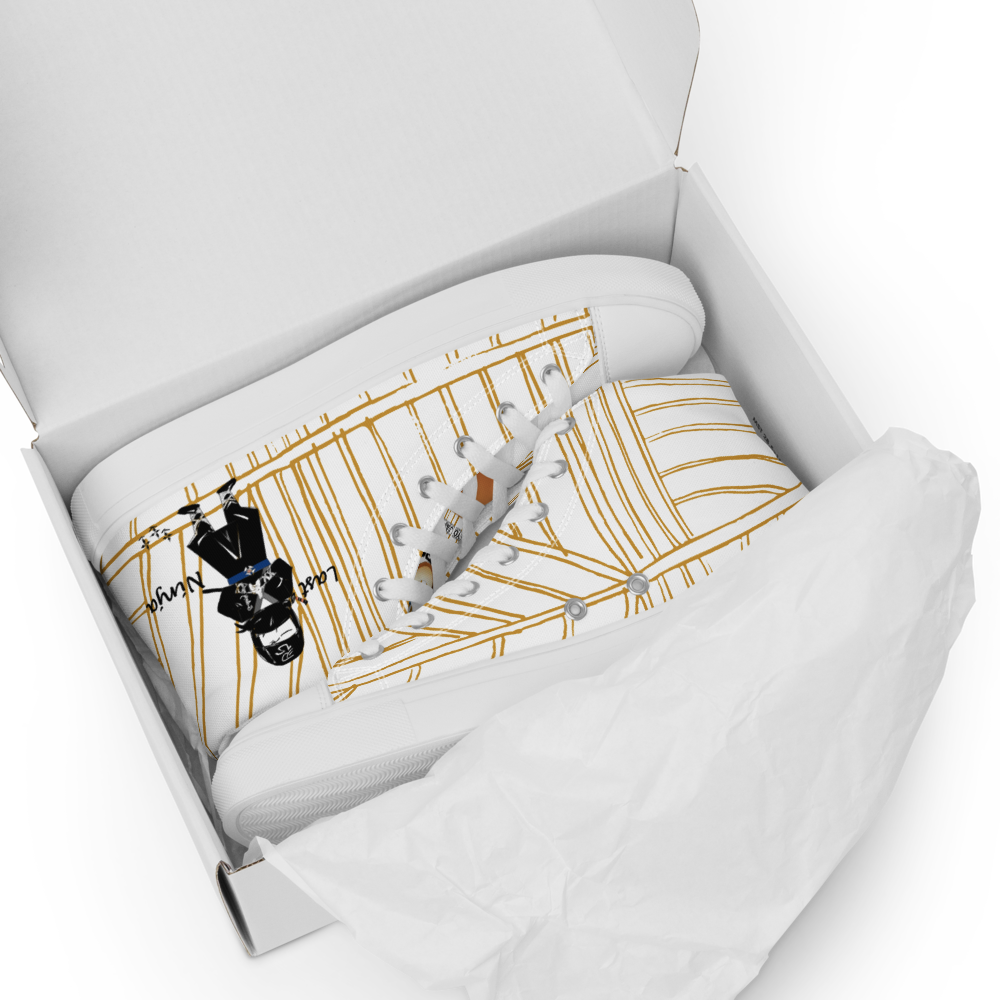 男士高帮帆布鞋 - 忍者系列黄边设计 - 复古街头潮牌男款休闲运动鞋 | 趣穿码