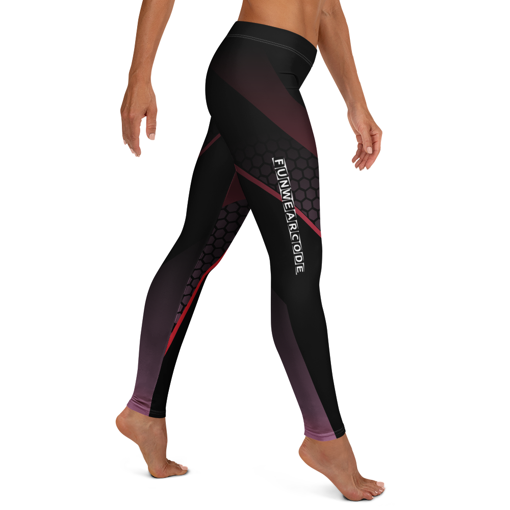 Black and red leggings with a brand logo "Funwearcode" on a white background