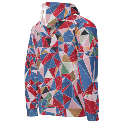 Unisex All-Over Print Recycled Hoodie - Polygonal Geometric Sakura Design | FunWearCode
