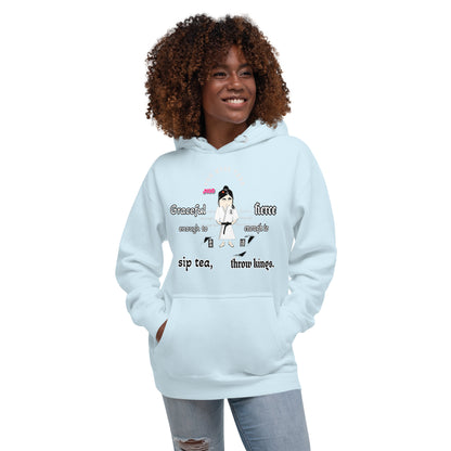 Judo Lady Graphic Cartoon Hoodie – Fun Martial Arts Sweatshirt | FunWearCode