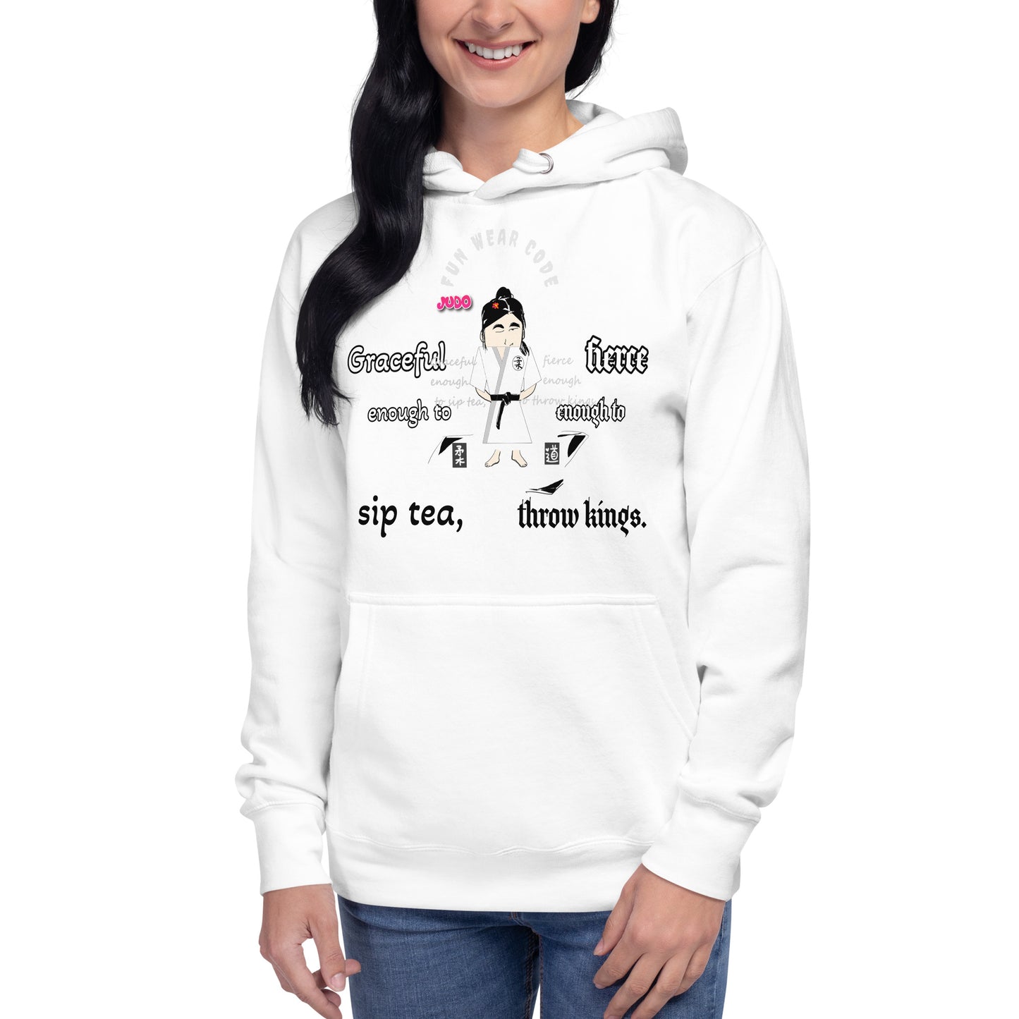 Judo Lady Graphic Cartoon Hoodie – Fun Martial Arts Sweatshirt | FunWearCode