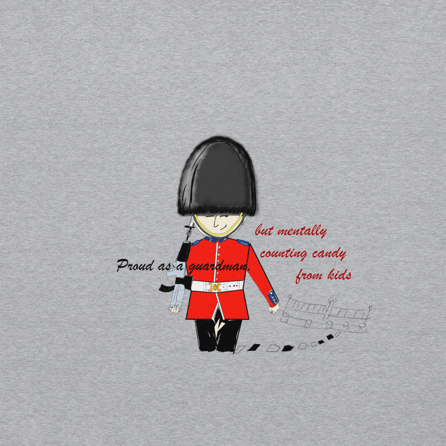 趣味皇家卫兵印花卫衣 - 男女同款宽松连帽衫 - 情侣闺蜜装 - 休闲百搭潮牌 | 趣穿码