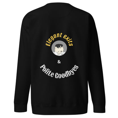 Black sweatshirt with text and judo themed graphic on the back against a white background