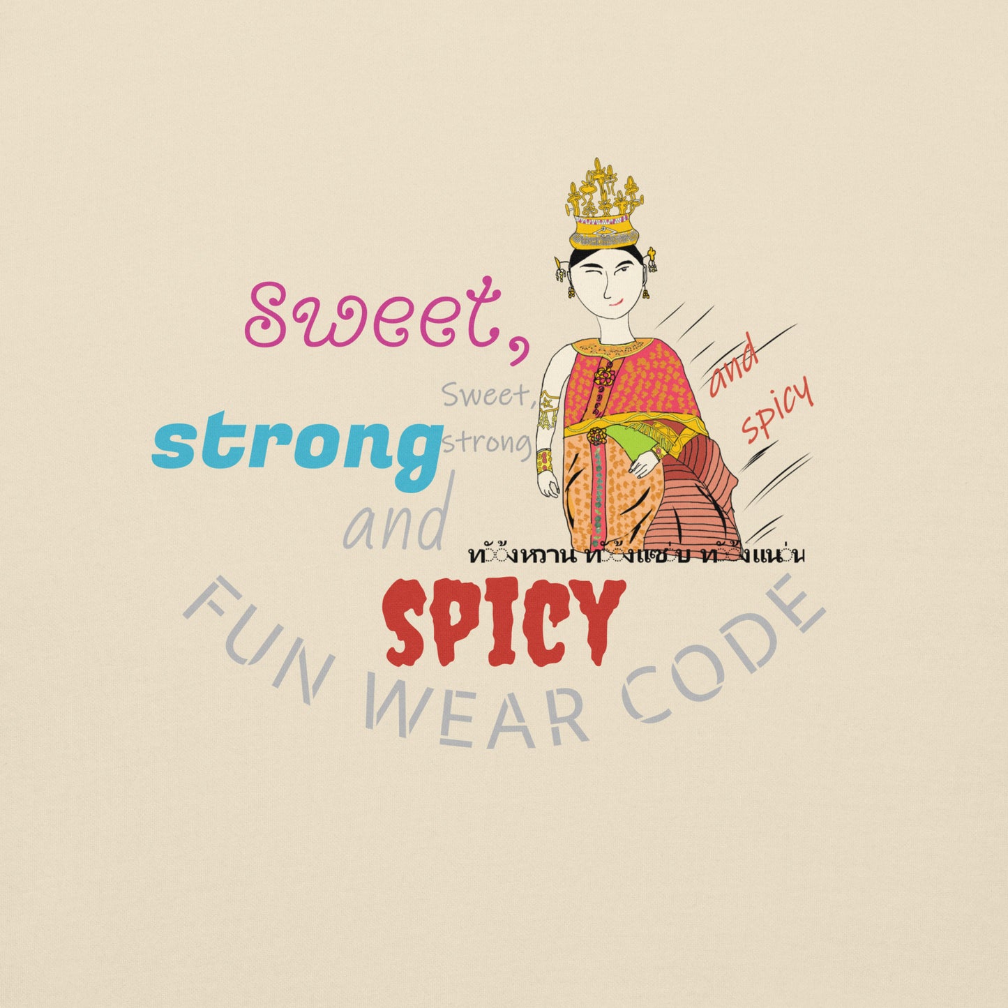 高端长袖 T 恤 —— 趣味泰国仕女印花款 | FunWearCode