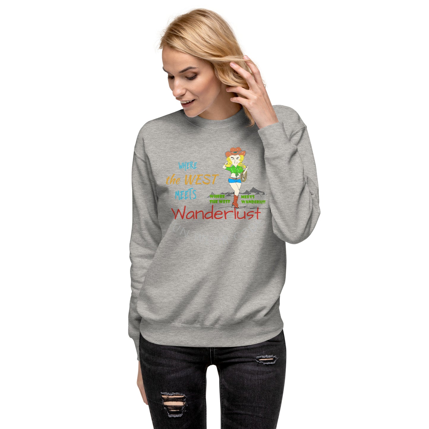 Premium Cozy Long Sleeve T-shirt – Classic Cowgirl Graphic Sweatshirt | FunWearCode