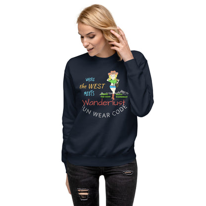 Premium Cozy Long Sleeve T-shirt – Classic Cowgirl Graphic Sweatshirt | FunWearCode