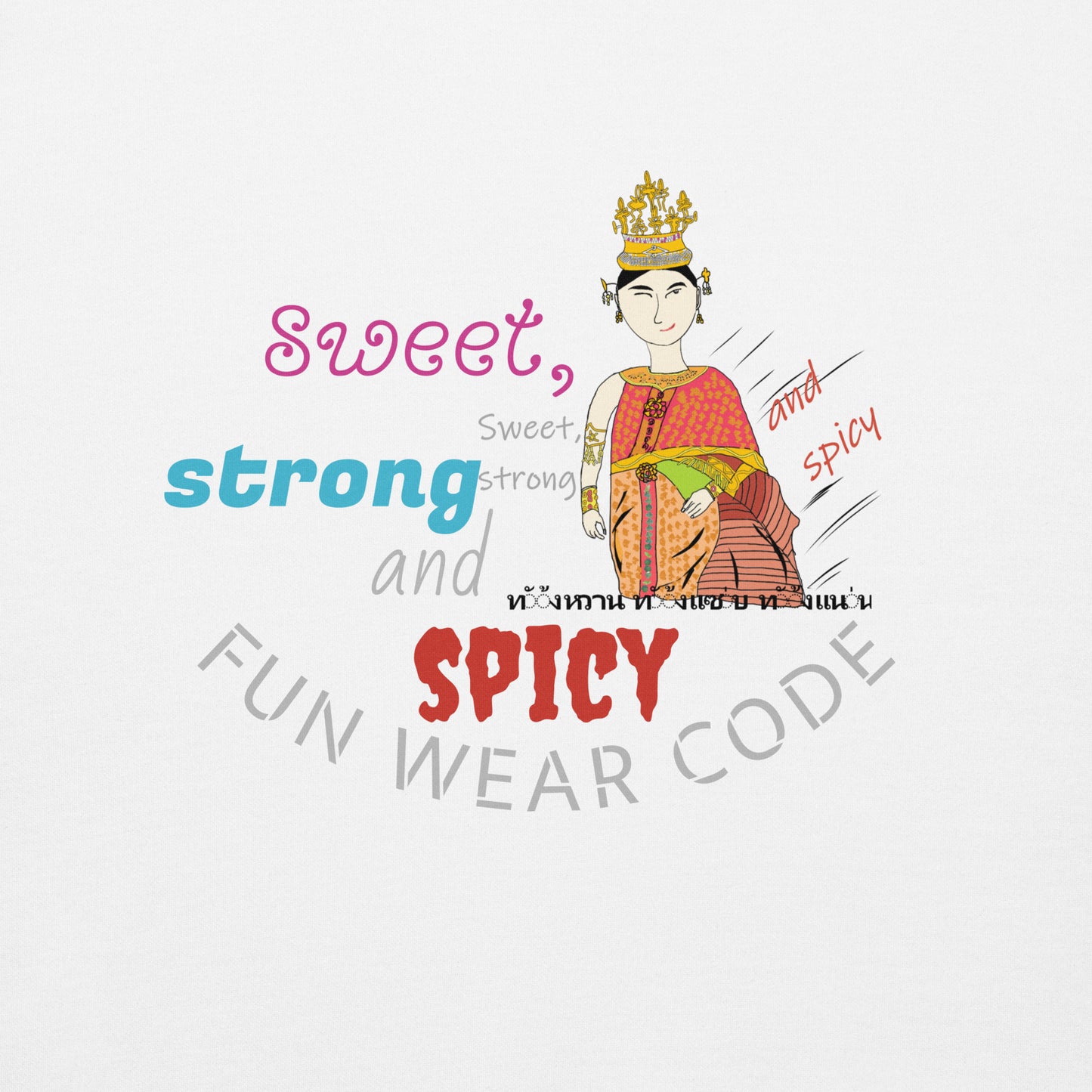 高端长袖 T 恤 —— 趣味泰国仕女印花款 | FunWearCode